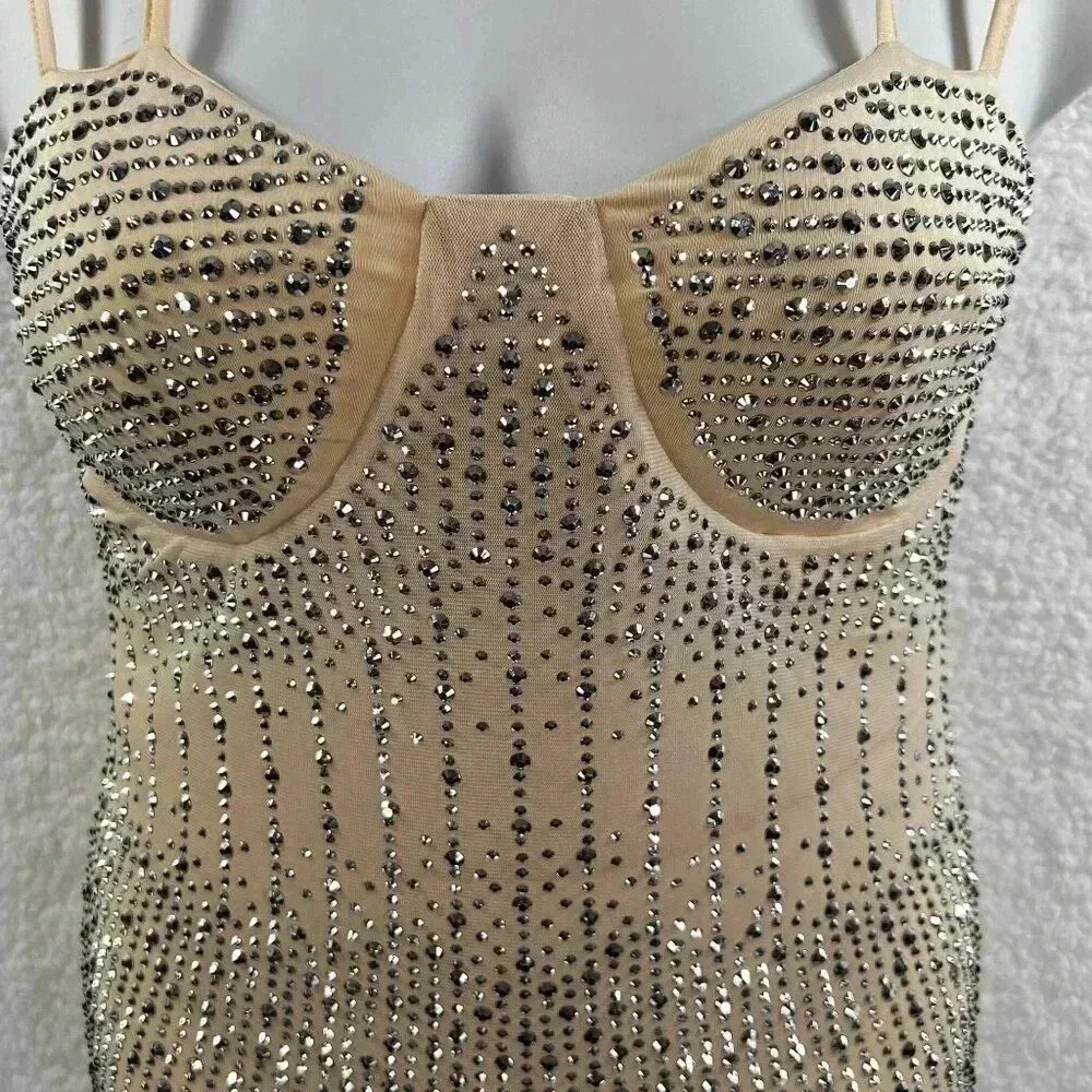 Ausuky Womens 5XL Clubwear Mesh See Through Diamond Bodycon Sling Sequin Dress - Picture 15 of 16